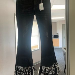 Lux Moda black frayed flair jeans size 4